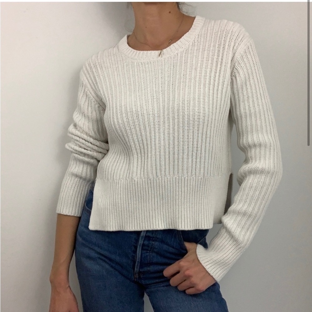 T By Alexander Wang Crewneck off white sweatshirt cotton knit, size Small